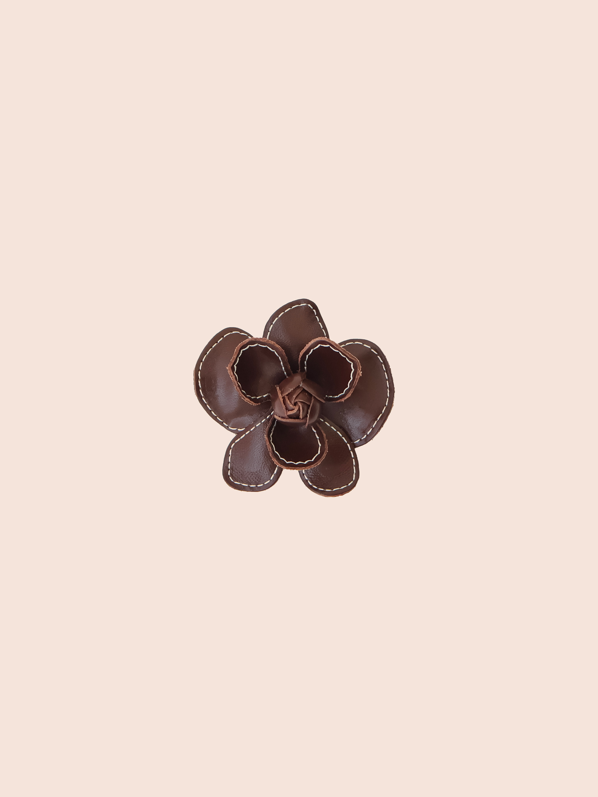 Stitch Flower Clip Brown